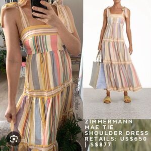 Zimmermann 'Mae' Striped Cotton Maxi Dress Size 1